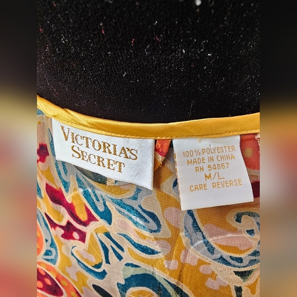 Vintage Victoria's Secret Gold Label Gold Trim Floor Length Robe Size M/L - Picture 7 of 8